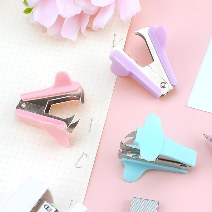 ZZTX 3 Pack Staple Remover (Pink, Blue, Purple) | Easy removal, No paper tear, Durable & sturdy, Jaw type