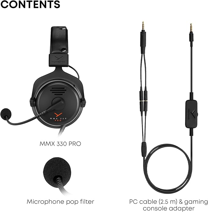 beyerdynamic MMX 330 Pro Open-Back Gaming Headset with Stellar.45 Driver and Condenser Microphone, Wired Gaming Headphone Suitable for PC, Gaming Console, PS, Switch. Handmade in Germany, Black