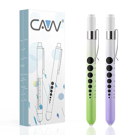 CAVN Pen Light, Penlight with Pupil Gauge LED Penlight for Nurses Doctors, 2 Pcs Reusable Medical Pen for Nursing Students