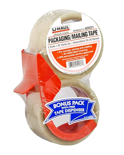 U-Haul Packaging/Mailing Tape (Includes Two 55 Yard Rolls and 1 Dispenser)