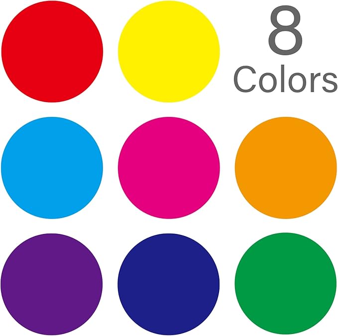 4000 PCS 3/4" Colored Dot Stickers Circle Color Coding Labels, 8 Color Style Colorful Coding Label Sticker for Office, Student Classroom(8 Rolls, 3/4 Inches)