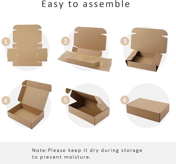 BIOBROWN Kraft 9x6x2" Small Shipping Boxes Corrugated Cardboard Boxes | 25 Pack, Mailer Boxes Bulk, Packaging Small Business Mailing Gift, Brown