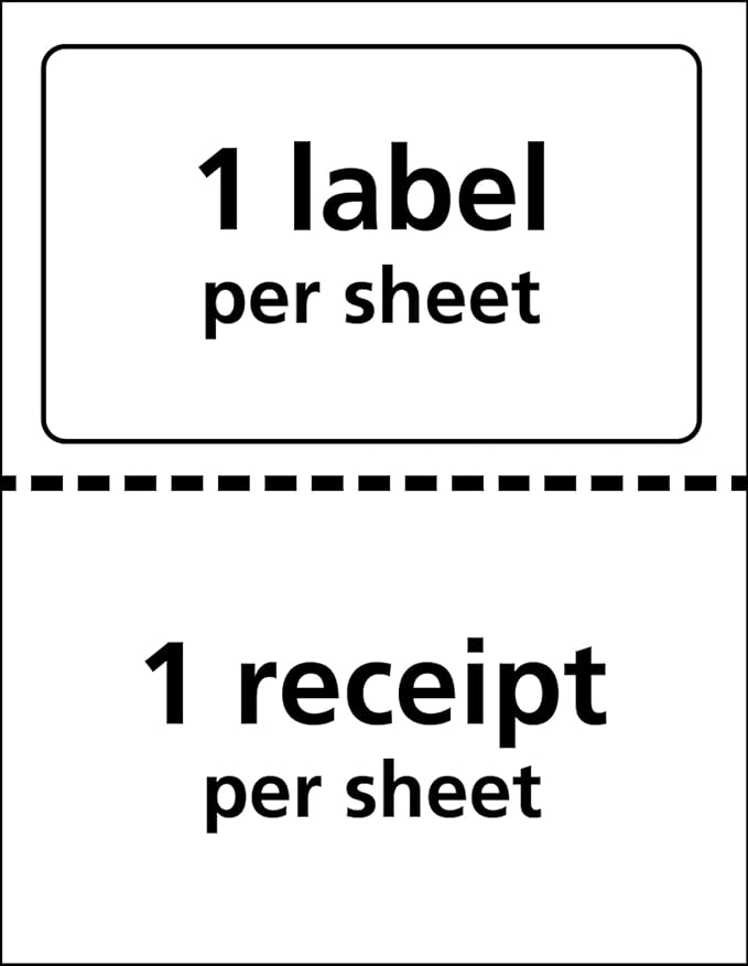 Avery Printable Shipping Labels with Paper Receipts, 5-1/16" x 7-5/8", White, 100 Blank Mailing Labels (27900)