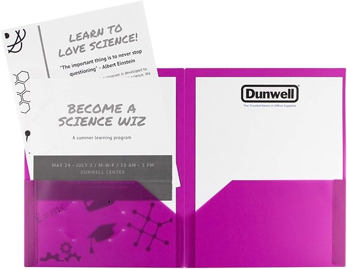 Dunwell Plastic 2-Pocket Folders, 8.5x11, Assorted, 24 Pack, Poly | Heavy-Duty, Long-Lasting Poly, Fits 8.5x11 Documents, Assorted Colors for School & Office, Includes Labels