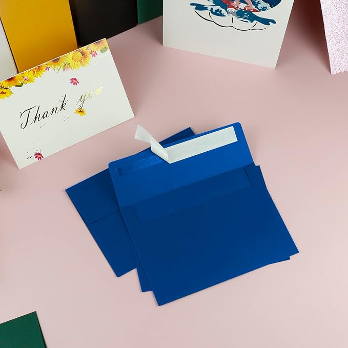 YINUOYOUJIA 50 Packs of A7 envelopes for invitation, 5x7 envelopes for Cards-Self Seal, Square Flap, Great for Wedding, Baby Shower, Mailing, Birthday Party (navy blue)
