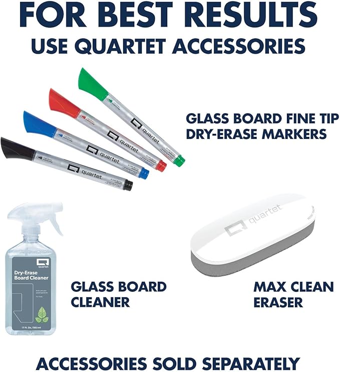 Quartet Glass Dry Erase White Board 18"W x 6"H, Compact Desktop Whiteboard with Storage Drawer, Dotted (GDP186D)
