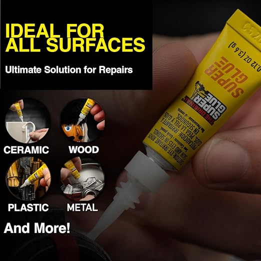 Super Glue Liquid, 2 Gram Tubes, 12-Pack, Clear, Instant Bonding, Fast Dry, Cyanoacrylate Adhesive, Precision Tip for Wood, Metal, Plastic, Crafts, Ceramic, and Toy Repairs