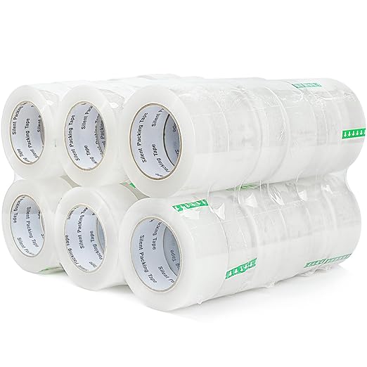 COSIMIXO 36-Pack No Noise Silent Packing Tape 2.4mil x 1.88" x110Yards,Industrial Heavy Duty Noiseless Packaging Tape for Quiet Packing Shipping Moving and Storage