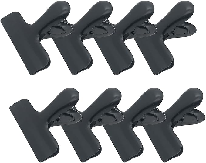 8 Pack Metal Chip Clips, 3 Inch Wide Stainless Steel Heavy Duty Food Bag Clips, Black