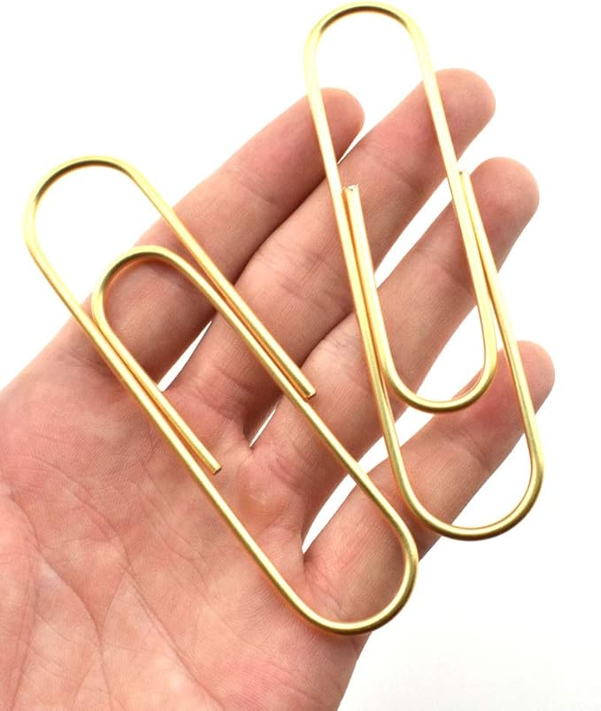 HAHIYO Paperclips 4 inch (100mm) Extra Large Paper Clips Sturdy Bright Gold Vinyl Coated Prevent Scratching Tearing The Pages for Bookmark Organize Home Office School 14 Pack