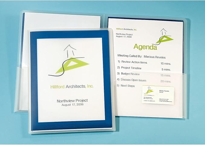 Avery Flexi-View Two Pocket Folders, Holds up to 50 Sheets, 2 Navy Blue Folders (47846)