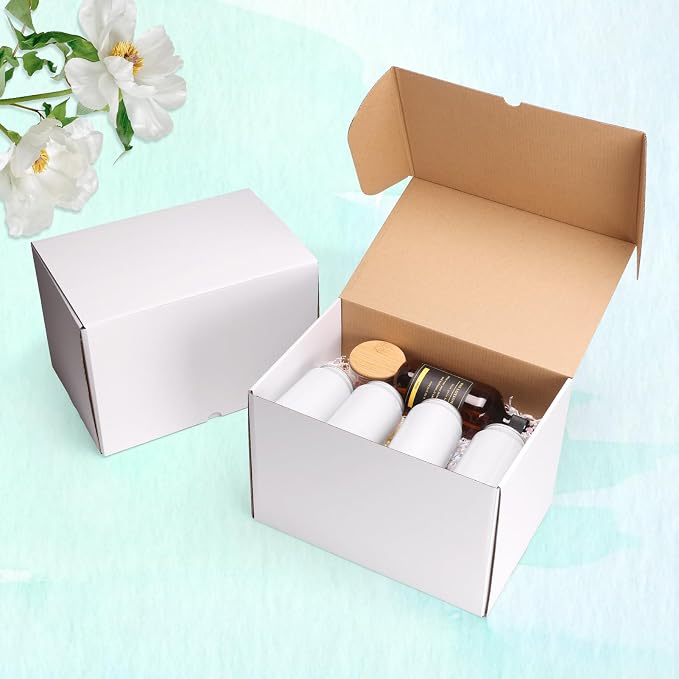 WIFTREY 12x10x6 Shipping Boxes set of 15, 12 x 10 x 6 White Corrugated Cardboard Boxes for Packaging Small Business, Moving, Mailing