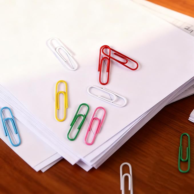 Paper Clips 100 Pcs 1.3 Inch Medium Colorful Paperclips for Office School | Colored Paper Clips Set, DIY, Daily Paperwork Supplies