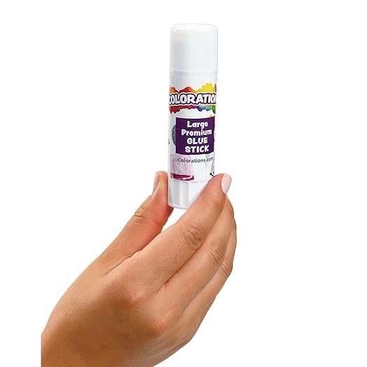 Colorations Large Premium White Washable Glue Sticks in a Tray, Set of 12 | Ages 4+, PreK+, 0.88 oz Each, Glues Dries Clear & Is Acid-Free, Non-Toxic, School & Home Craft Projects