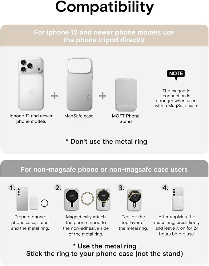 MOFT Phone Tripod Stand, Portable Selfie Stick for iPhone, Mulit-Angle | Pocket Size | Strong Magnets l MOVAS Leather | Magsafe Compatible | Easy to Charge | Stylish |For Content Creators
