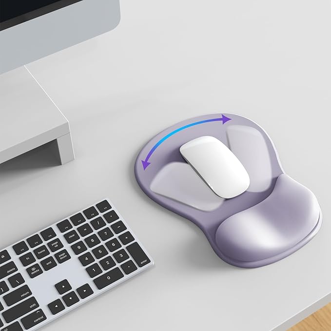 Mouse Pad with Wrist Rest,Ergonomic Mouse Pad with Comfortable Gel Wrist Rest Support and Non-Slip PU Base for Easy Typing Pain Relief, Durable and Washable (Purple Blue)