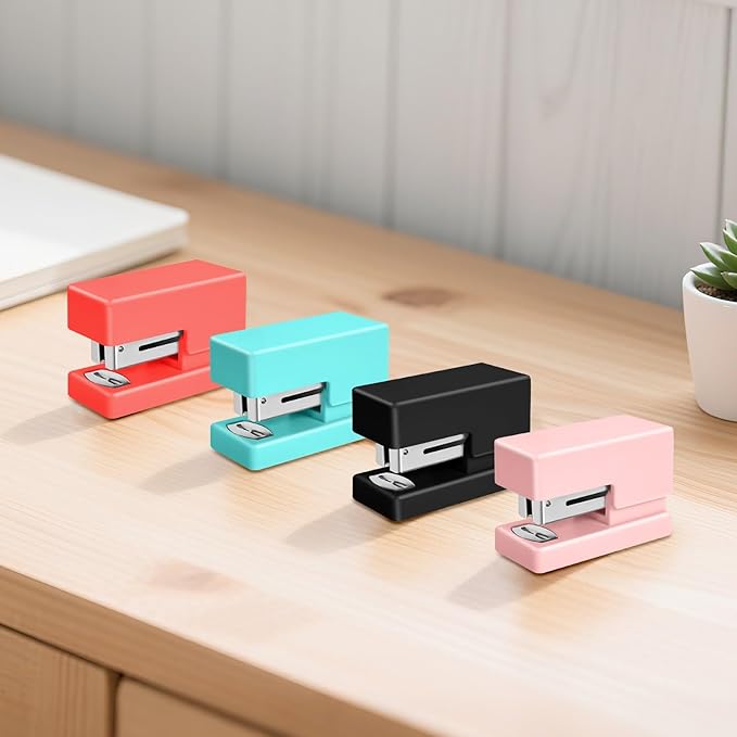 Orange Mini Stapler,Small Desk Staplers,Stapler with 830 Staples | 25 Sheet Capacity,Staple Remover, Desktop Stapler for Office, School, Home