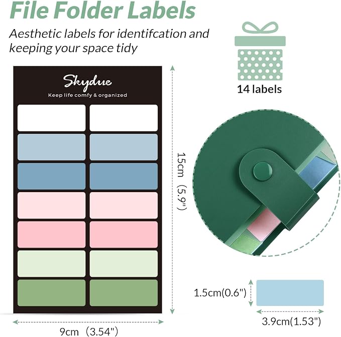 SKYDUE Expanding File Organizer with 8 Pockets, Accordion File Folders | with Labels, Portable Document Paper Bill Receipt Organizer, Home College School Office Supplies, Letter Size, ForestGreen