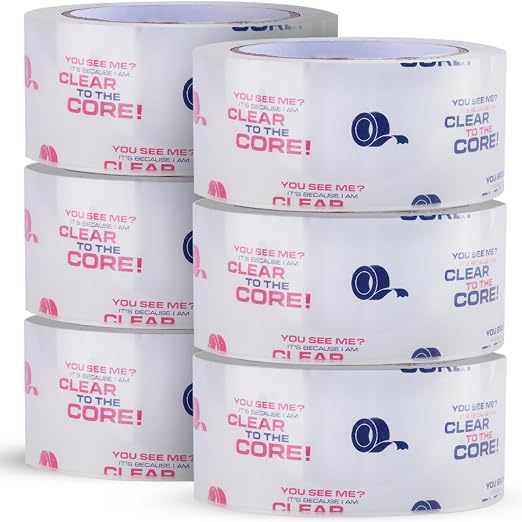 TAPEWELL Heavy Duty Clear Packing Tape, 1.88" x 54.6 Yd, 3'' Core, 6 Pack | Packing Tape Refills For Dispenser, Shipping Tape For Packing, Moving, Home & Office Use