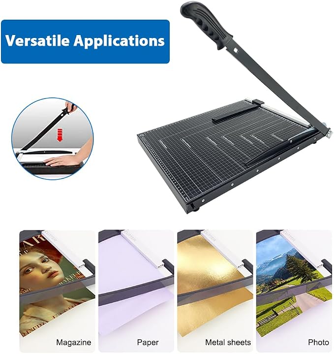 Paper Cutter,21" B3 Stack Paper Trimmer Paper Cutting Board,Heavy Duty Metal Base Paper Slicer with Safety Guard and Blade Lock,12 Sheets Capacity,Guillotine Paper Slicer Cutter for Home, Office