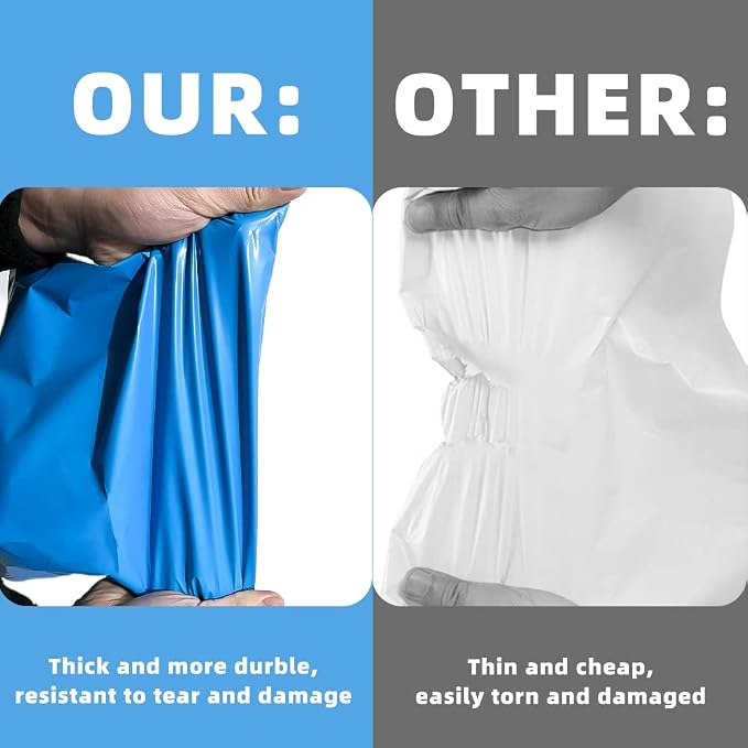 POLYSELLS 200 pcs 6x9 Inches Blue Poly Mailers Shipping Envelopes, Strong Adhesive Sealing, Waterproof, and Tear-resistant Postal Mailing Bags for Small Business, Clothes, Non-Fragile Items