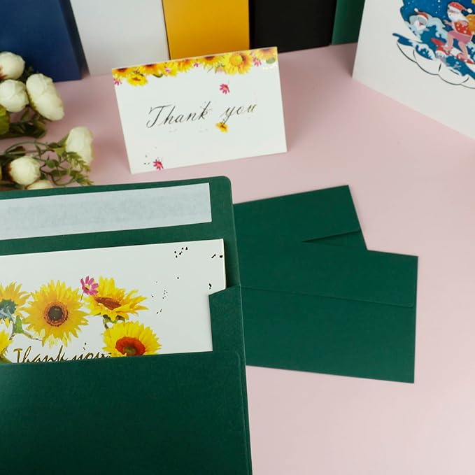 YINUOYOUJIA 50 Packs of A7 envelopes for invitation, 5x7 envelopes for Cards-Self Seal, Square Flap, Great for Wedding, Baby Shower, Mailing, Birthday Party (green)