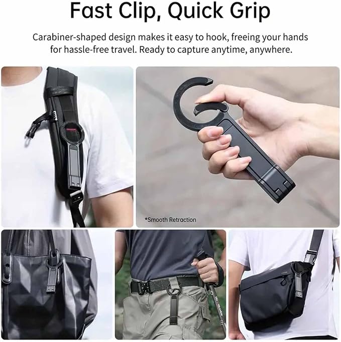 Universal Magnetic Phone Tripod, 360° Rotatable Multi-Angle Stand with Spring Buckle Clip, Compact Travel Vlog Selfie Stick for iPhone/Android/Samsung - Black