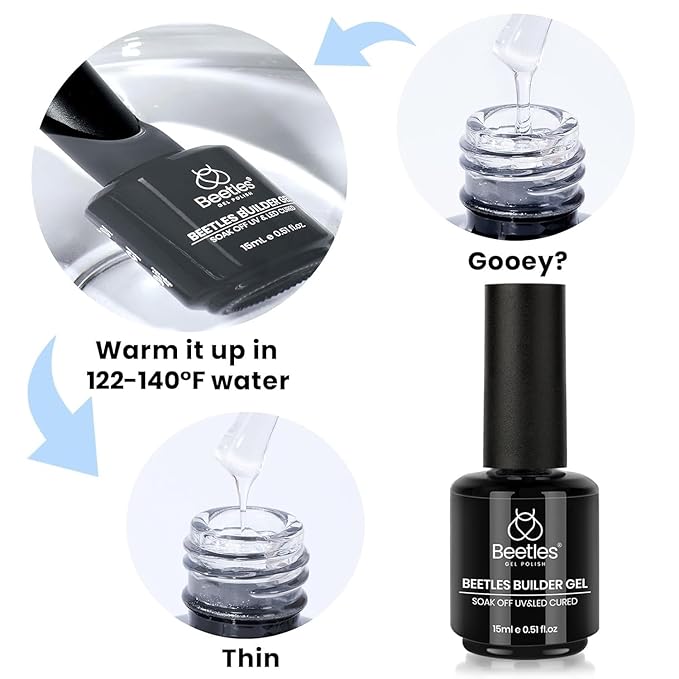 Beetles Builder Gel for Nails,2 Pcs 8 in 1 Clear Building Gel,for Strengthening Natural Nail Apex & Extension for DIY Salon at Home,Friendly for Beginner,UV LED Lamp Cured,Rhinestone Glue in a Bottle