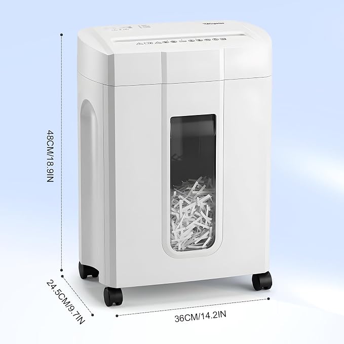 Wingwise Ultra Low Noise 48dB Paper Shredder for Home Office | 15 Sheets, P-4, 10 Mins Runtime, 4.7 gal, Cross Cut, Shreds Credit Cards & CDs