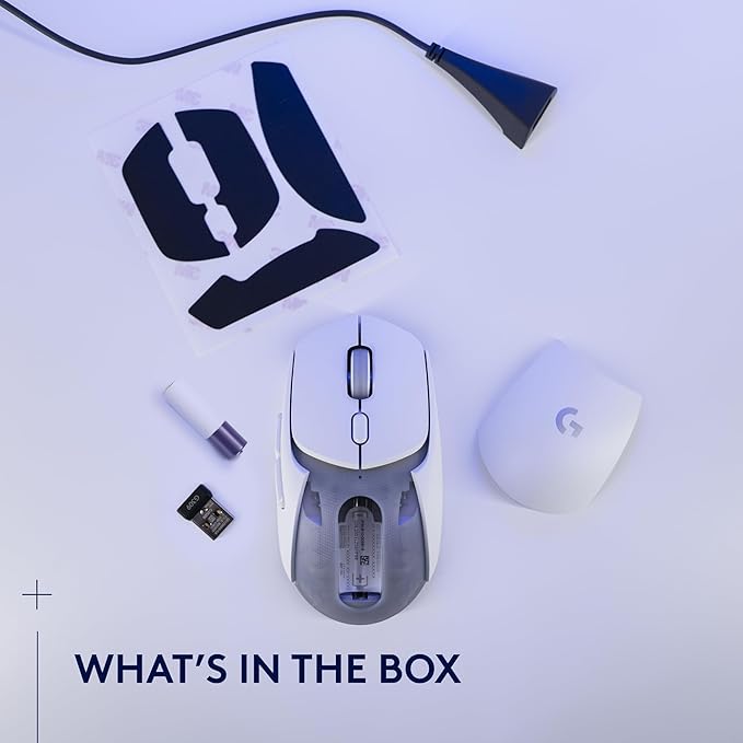 Logitech G309 Lightspeed Wireless Gaming Mouse, Lightweight, LIGHTFORCE Hybrid Switches, Hero 25K Sensor, 300+ Hour Battery Life with AA Battery, 6 Programmable Buttons, PC & Mac - White
