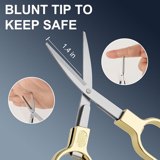 BSADIY 2 Pcs Mini Folding Stainless Steel Badge Scissors with 2 Keychains | Safety Foldable Pocket Small Travel Scissors All Purpose for Travel, Home, Office, Craft, Sewing, Nurse Accessories (Gold)