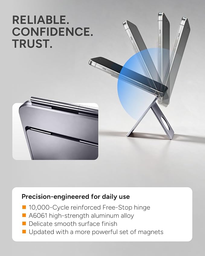 1ST IDEA for Magsafe Tripod, Tripod for iPhone Lightweight Aluminum Alloy & Angle Adjustment & Strong Magnets iPhone Tripod Stand Compatible with 17/16/15/14/13/12 (Included Metal Ring)