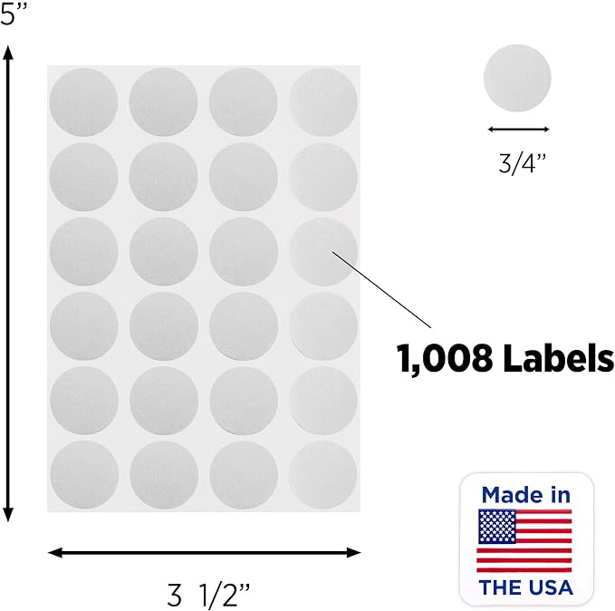 Metallic Silver Dot Stickers, 3/4 Inch, 1008/Pack | Semi-Gloss Paper Circle Labels for Offices, Classrooms, Warehouses, and Medical Use. Made in USA