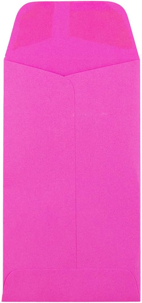 JAM PAPER #5.5 Coin Colored Business Envelopes - 3 1/8 x 5 1/2 - Ultra Fuchsia Hot Pink - 50/Pack
