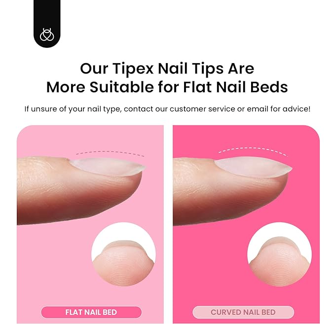 Beetles Tipex Instant Apex Nail Tips Kit, Oval Short 224Pcs 16 Sizes Pre-Building & Pre-Etched Thicker Acrylic Nails False Nail Extension with Tipex Uv Nail Glue Mini Nail Lamp
