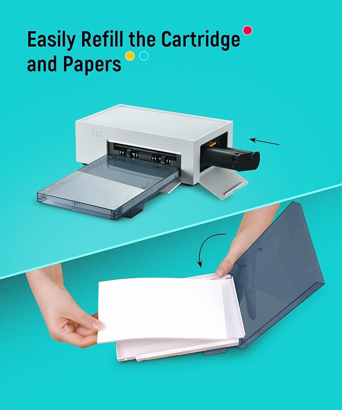 Liene Amber M100/M200/M110/M210 4x6'' Photo Printer Paper & Cartridge, 1 Cartridge Refill & 40 Photo Papers- 40 Pack Only for DHP512/DHP513/DHP514/DHP515