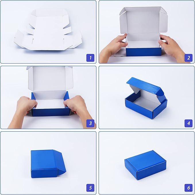 PHAREGE 20 Pack 12x9x4 in Cardboard Shipping Boxes, Royal Blue Gift Box | Bright Color, Tuck Top, Quick Fold, Easy Assemble, Shape Well, Single Corrugated, Shirt, Shoe, Small Business Packaging