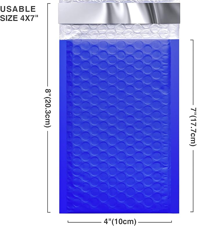 Metronic 800PC Bubble Mailers 4x8 Bulk Small Bubble Mailer Royal Blue | Usable Size 4x7 Inch, Self-Seal, Mailing Envelopes, Padded Envelopes, Packaging for Small Business, Jewelry
