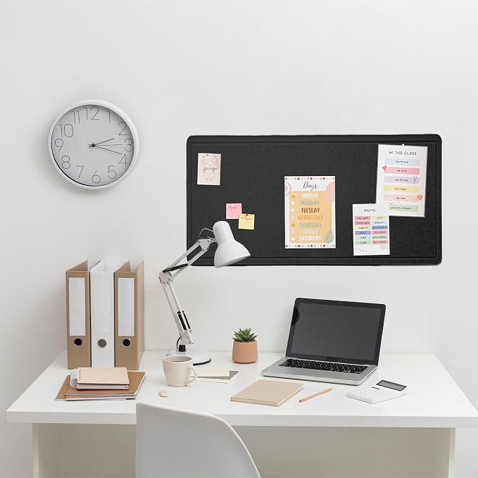 Felt Bulletin Board 35x18 inches, Decorative Pin Board for Home & Office | Cork Board Alternative for Wall with Push Pins, Display Mood Board for Photos, Notes & Reminders