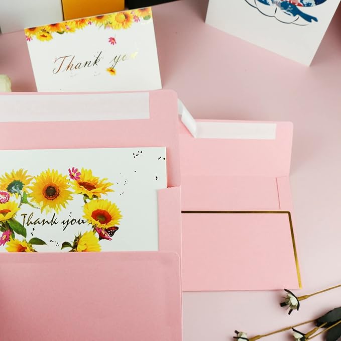 YINUOYOUJIA 50 Packs of A7 envelopes for invitation, 5x7 envelopes for Cards-Self Seal, Square Flap, Great for Wedding, Baby Shower, Mailing, Birthday Party (pink)
