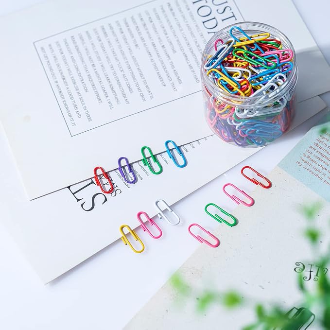 200 Colorful Paper Clips, 28mm - Reusable for School, Office, Folders, Bookmarks, DIY Albums