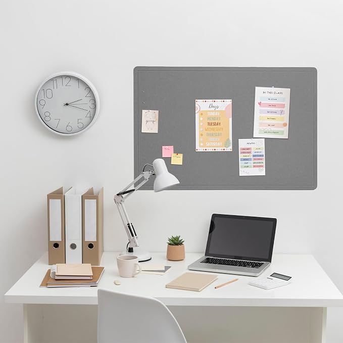 Felt Bulletin Board 36x24 inches, Decorative Pin Board for Home & Office | Cork Board Alternative for Wall with Push Pins, Display Mood Board for Photos, Notes & Reminders