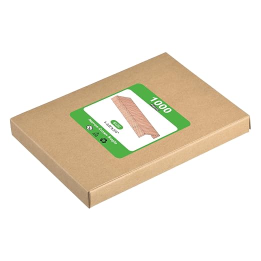 uxcell Gauge Narrow Crown Staples 1-3/8"x3/4", 1000Pcs Electroplated Steel for Pneumatic, Electric Stapler, Copper