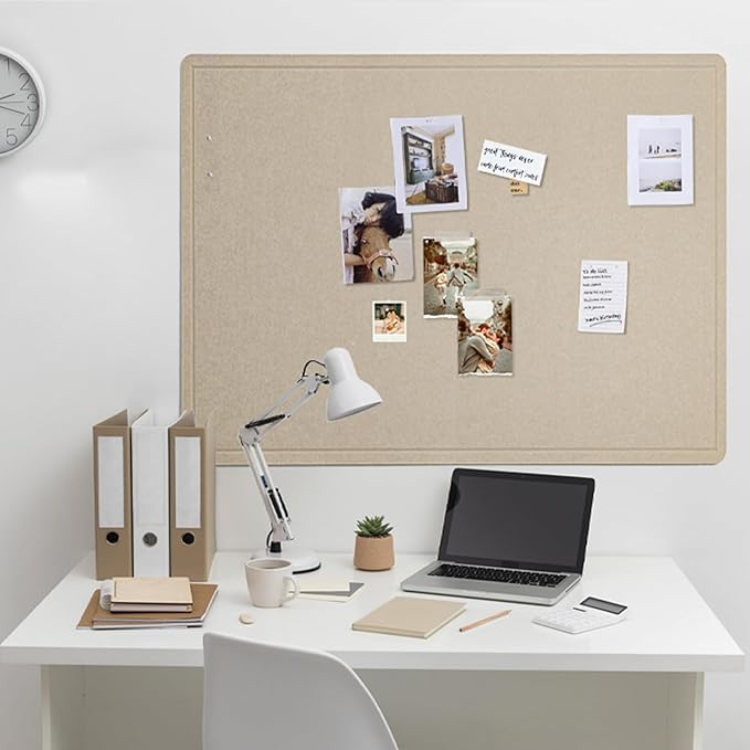 Felt Bulletin Board 48x36 inches, Decorative Pin Board for Home & Office | Cork Board Alternative for Wall with Push Pins, Display Mood Board for Photos, Notes & Reminders