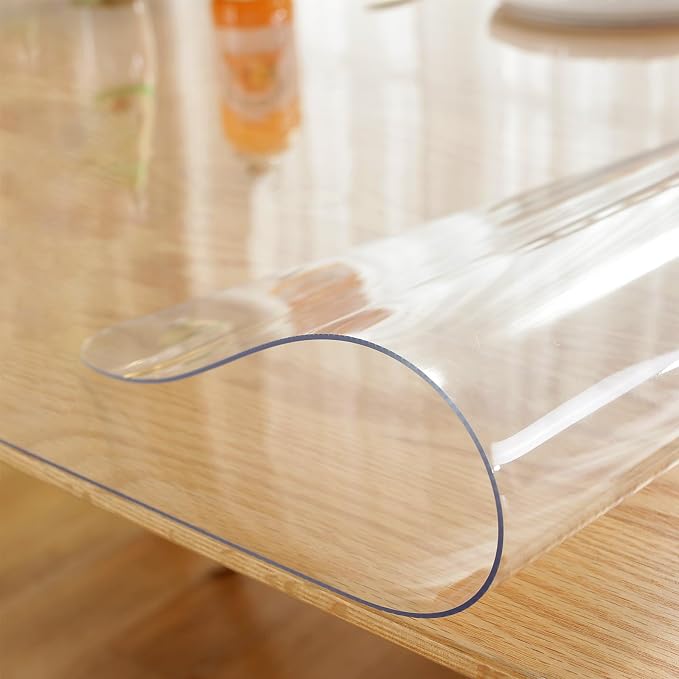 LovePads Clear Desk Mat 16 x 72 in, 2mm Thick Plastic Table Cover Protector | Non-slip Waterproof PVC Table Protector, Cut to Size, Spill-Stain-Scratch Proof, Fits Kitchen, Dining Table, Dresser, Desk