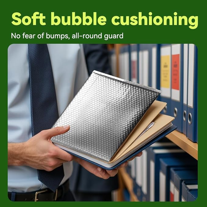 Koja Thermal Padded Bubble Mailers 100-Pack. Quality Shipping Envelopes and Bags with Extra-thick Padding. Fast and Easy Self-seal Envelope Design. (Silver, 24 X 20" 100-Pack)