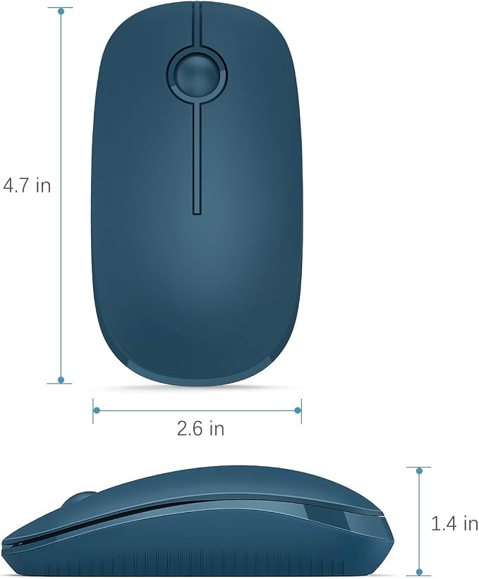 VssoPlor Wireless Mouse, 2.4G Slim Computer Laptop Mouse, Sapphire Blue | Portable Mouse, Plug & Play USB Nano Receiver, Quiet Silent Optical Mice for Notebook, PC, Laptop, Computer, Windows, Mac