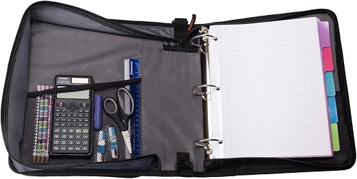 Case-it 2 Inch 3 O-Ring Zipper Binder with Padded Laptop Case Workstation, Shoulder Strap, LT-117, Black