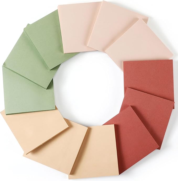 Thenshop 12 Pads Retro Sticky Notes 3x3 50 Sheets | Self Stick Notes Pads Memo Earth Tone Office Supplies Vintage Aesthetic School Accessories Easy to Peel Repositionable
