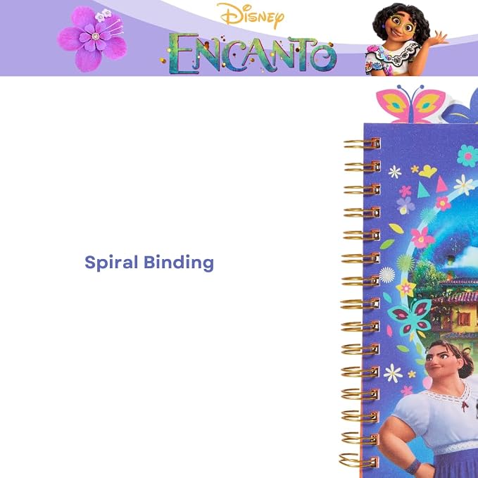 Disney Encanto Tab Journal Notebook, Spiral Bound, 96 Lined Pages, 8 x 7 inches, Purple